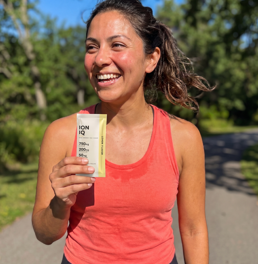 Runner with an IONIQ stick outdoors