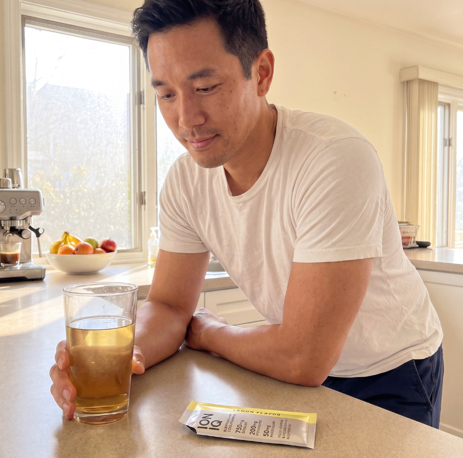 Man mixing IONIQ in the kitchen